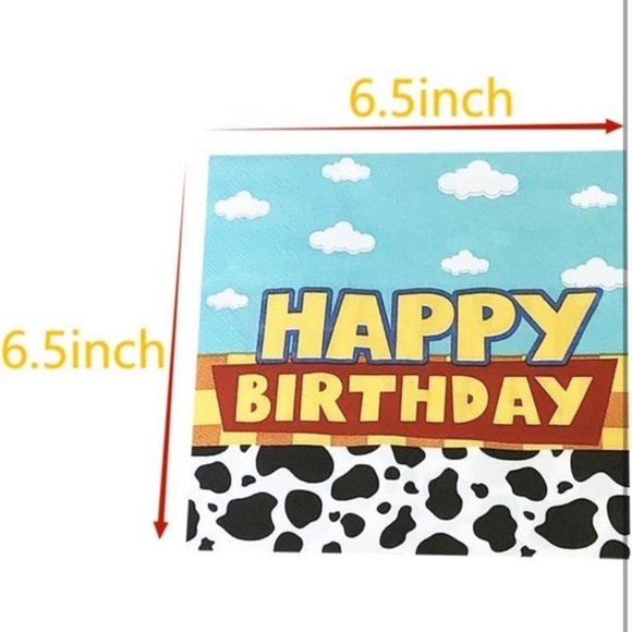 Cartoon Story Birthday Banner &‎ Cow Print Napkins Set - Picture 6 of 10